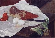 Still life with Meat and eggs Felix Vallotton